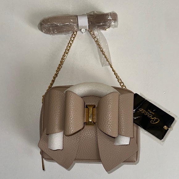 NWT Grossi New York Tan Handbag β Bow Accent | Small & Chic - Picture 3 of 5
